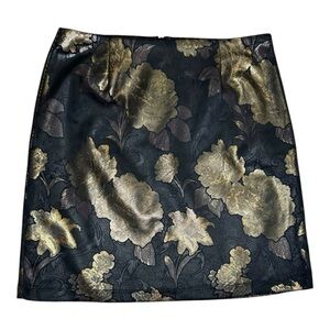 Bagatelle Collection Black and Gold Jacquard Floral Skirt